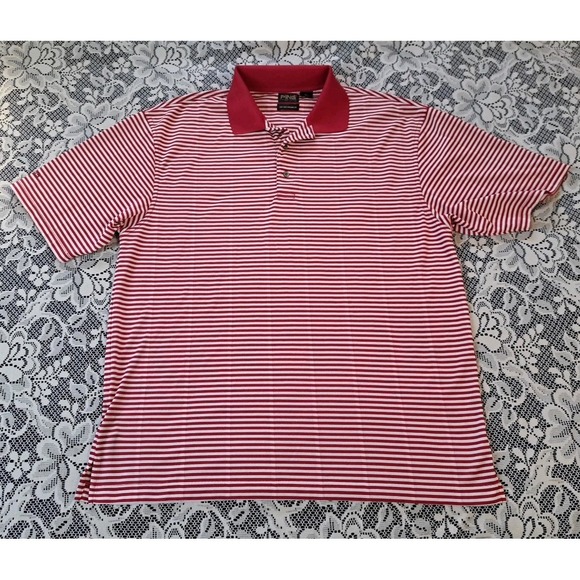 Ping Other - Ping Golf Polo XL Red Striped 3 Button Dry Fiber‎ Dynamics Performance Stretch